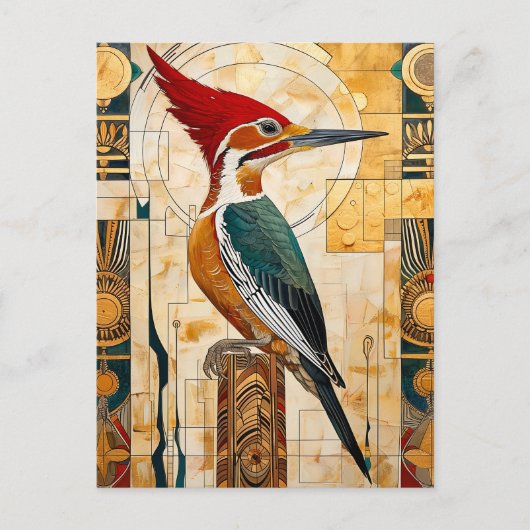 Woodpecker Totem – Art Deco Rhythm Briefkaart (Voorkant)
