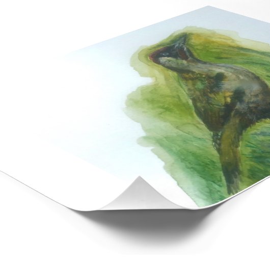 Woodpecker tuin vogel water-kleur print foto afdruk (Hoek)