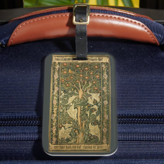 Woodpecker van William Morris,  textielkunst Bagagelabel (Voorkant Insitu 2)