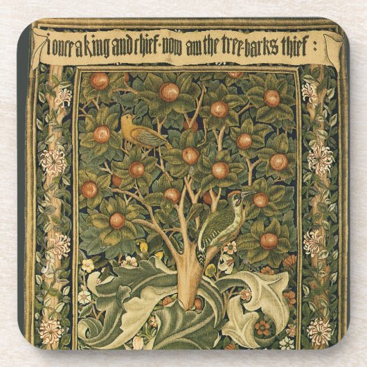 Woodpecker van William Morris,  textielkunst Bier Onderzetter (Voorkant)