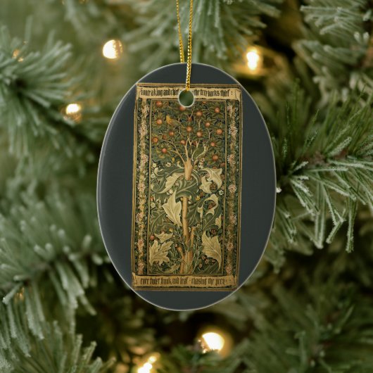 Woodpecker van William Morris,  textielkunst Keramisch Ornament (Boom)