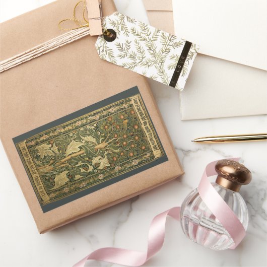 Woodpecker van William Morris,  textielkunst Rechthoekige Sticker (Geschenken)