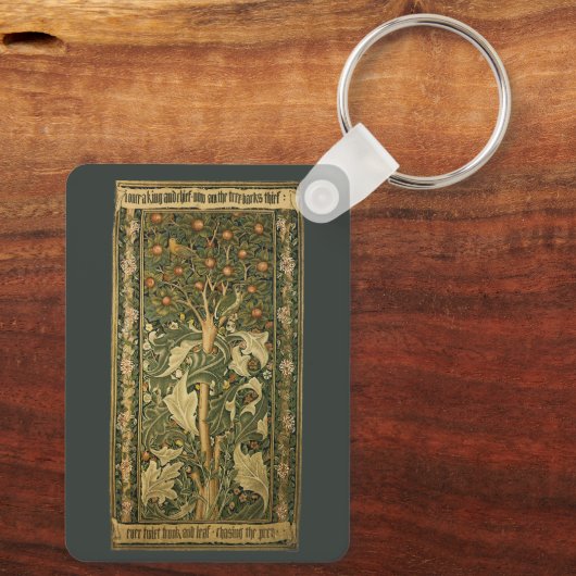 Woodpecker van William Morris,  textielkunst Sleutelhanger (Achterkant)