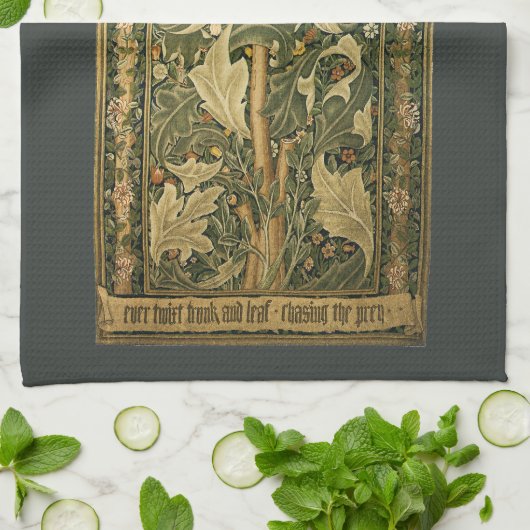 Woodpecker van William Morris,  textielkunst Theedoek (Gevouwen)