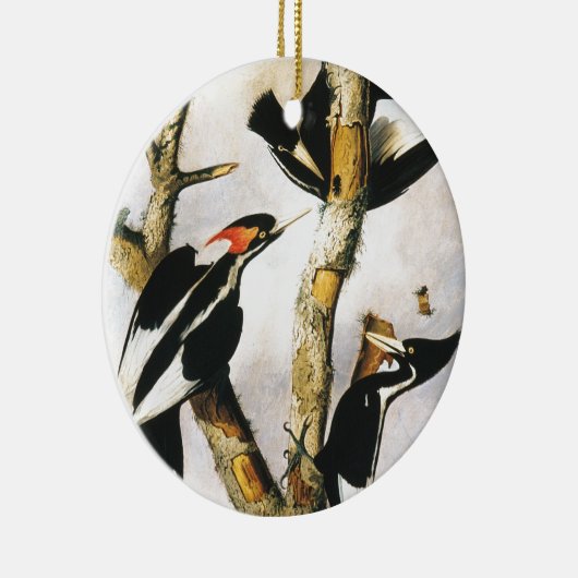 Woodpeckers met ivoren borst (Joseph Bartholomew K Keramisch Ornament (Rechts)