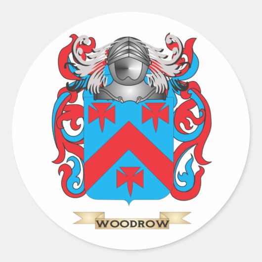 Woodrow Family Crest (Wapen) Ronde Sticker (Voorkant)