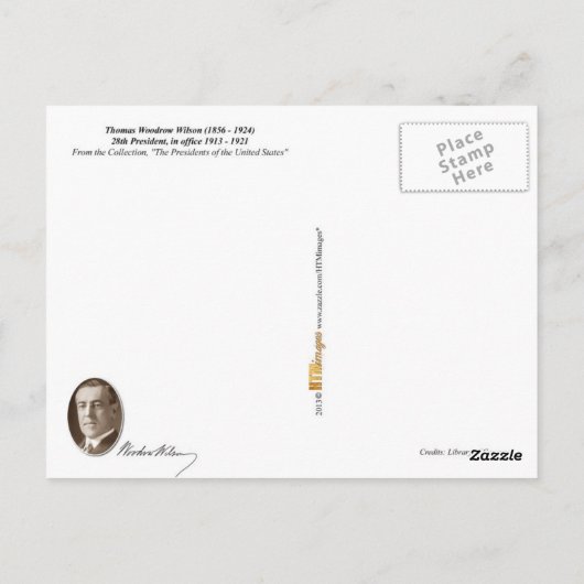 Woodrow Wilson - 28ste President van de VS Briefkaart (Achterkant)