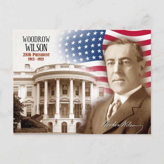 Woodrow Wilson - 28ste President van de VS Briefkaart (Voorkant)