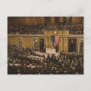 Woodrow Wilson vraagt het Congres om oorlog te ver Briefkaart