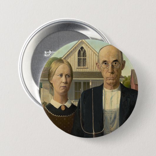 Wood's American Gothic Ronde Button 7,6 Cm (Voorkant /achterkant)