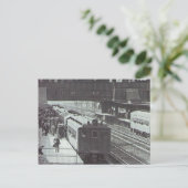 Woodside Station met Trains Long Island Railroad Briefkaart (Staand voorkant)