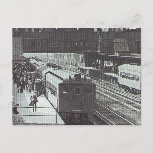 Woodside Station met Trains Long Island Railroad Briefkaart (Voorkant)