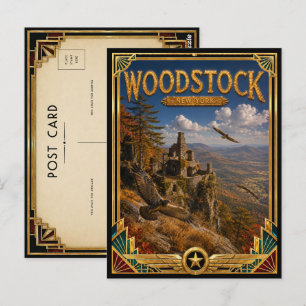 Woodstock New York Vintage Art Deco Gouden Tijdper Briefkaart