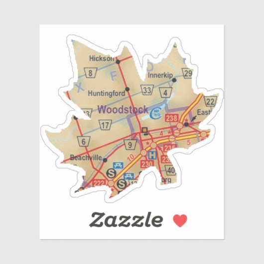 Woodstock Ontario Map Sticker (Vel)