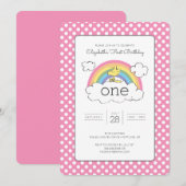 Woodstock Rainbow First Birthday Kaart (Voorkant / Achterkant)