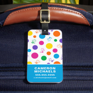 Woodstock Rainbow Polka Dot Pattern Bagagelabel