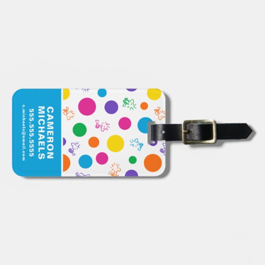 Woodstock Rainbow Polka Dot Pattern Bagagelabel (Voorkant horizontaal)