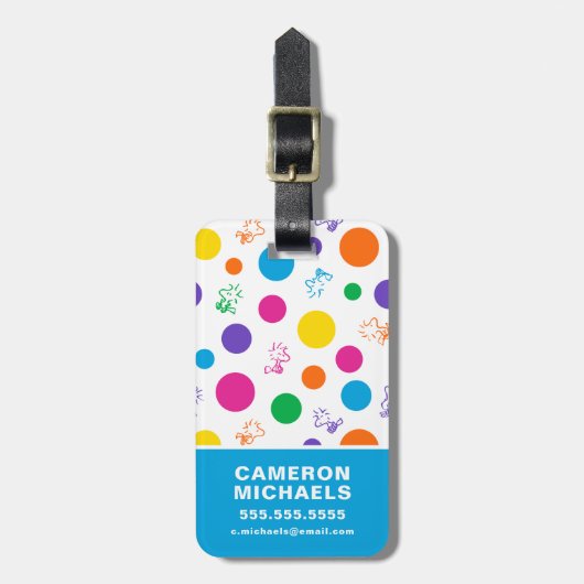 Woodstock Rainbow Polka Dot Pattern Bagagelabel (Voorkant verticaal)