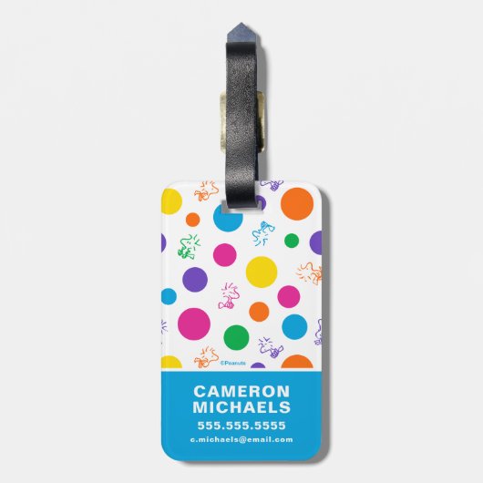 Woodstock Rainbow Polka Dot Pattern Bagagelabel (Achterkant verticaal)