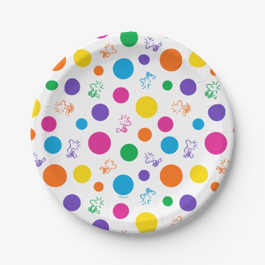 Woodstock Rainbow Polka Dot Pattern Papieren Bordje (Voorkant)