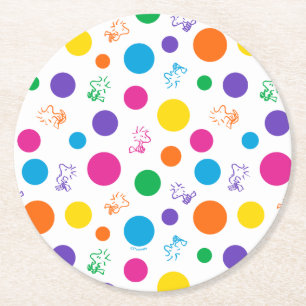 Woodstock Rainbow Polka Dot Pattern Ronde Kartonnen Onderzetter