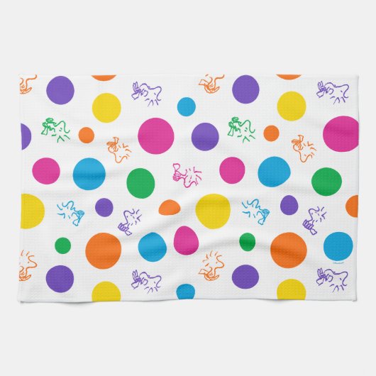 Woodstock Rainbow Polka Dot Pattern Theedoek (Horizontaal)