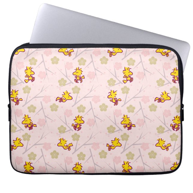 Woodstock Roze Cherry Blossom Pattern Laptop Sleeve (Voorkant)