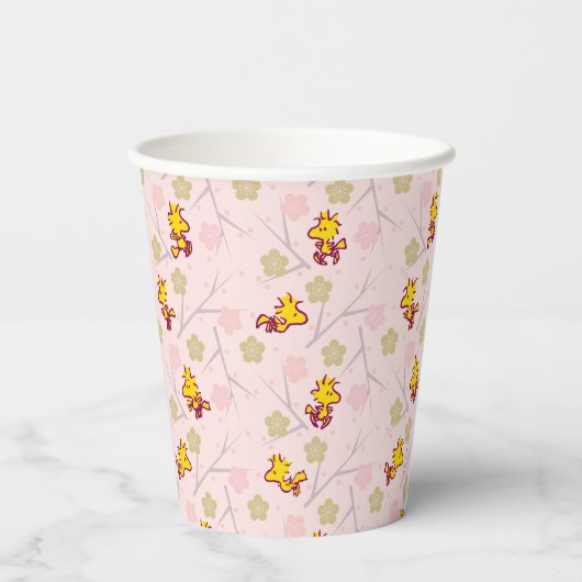 Woodstock Roze Cherry Blossom Pattern Papieren Bekers (Achterkant)