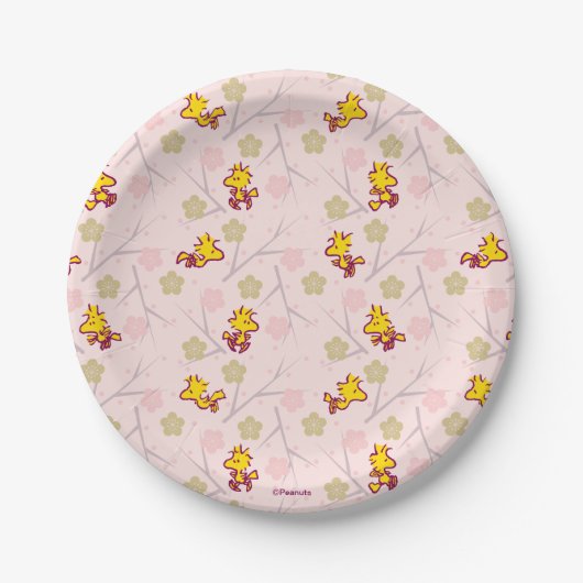 Woodstock Roze Cherry Blossom Pattern Papieren Bordje (Voorkant)