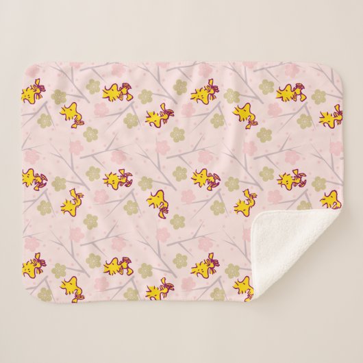 Woodstock Roze Cherry Blossom Pattern Sherpa Deken (Voorkant (horizontaal))