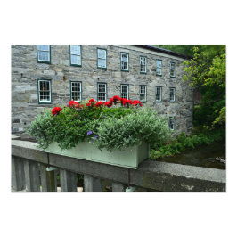 Woodstock, Vermont, Bridge Flower Box Foto Afdruk