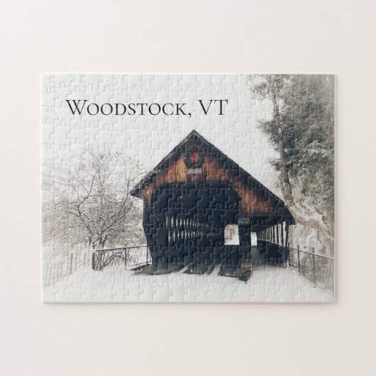 Woodstock Vermont Covered Bridge in Snow Legpuzzel (Horizontaal)