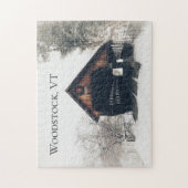 Woodstock Vermont Covered Bridge in Snow Legpuzzel (Verticaal)