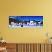 Woodstock, Vermont op een winternacht. Canvas Afdruk (Insitu (Woonkamer))