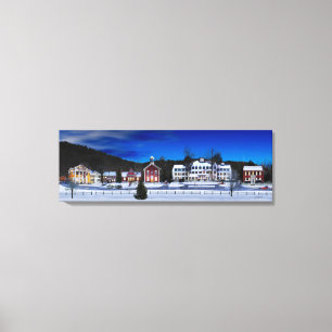 Woodstock, Vermont op een winternacht. Canvas Afdruk