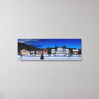 Woodstock, Vermont op een winternacht. Canvas Afdruk