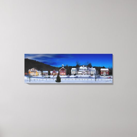 Woodstock, Vermont op een winternacht. Canvas Afdruk (Voorkant)