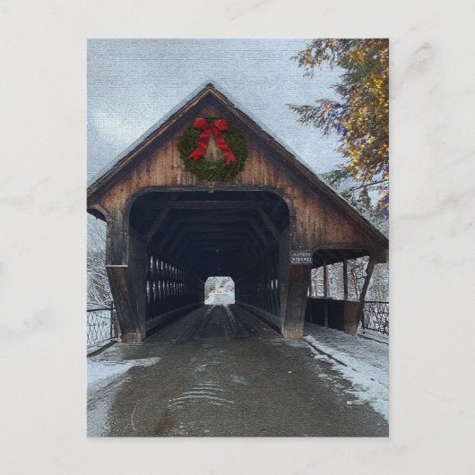 Woodstock Vermont Snowy Holiday Briefkaart (Voorkant)