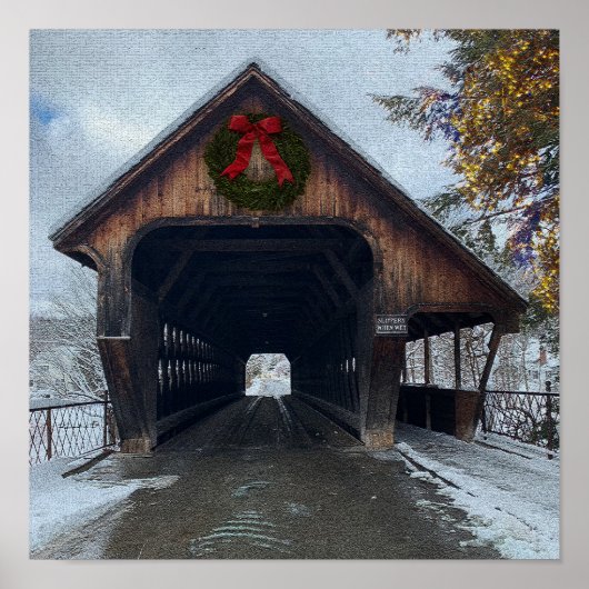 Woodstock Vermont Snowy Holiday Poster (Voorkant)
