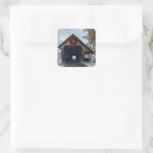 Woodstock Vermont Snowy Holiday Vierkante Sticker (Tas)