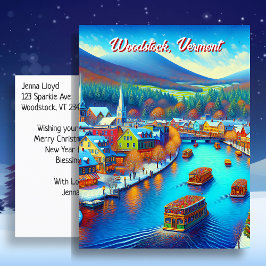 Woodstock, Vermont tijdens de kerstdagen Briefkaart