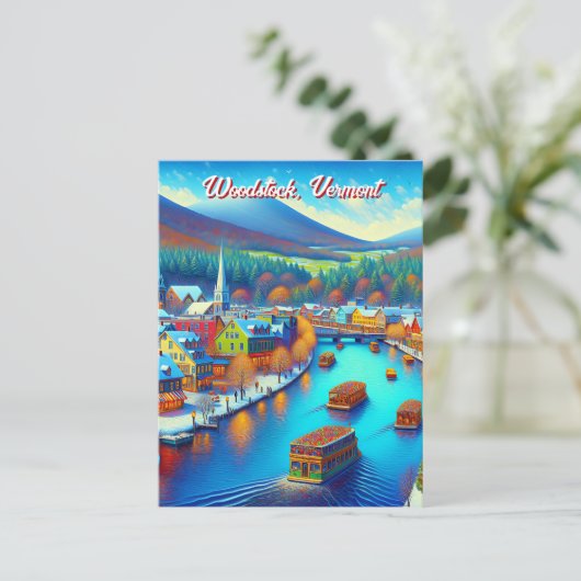 Woodstock, Vermont tijdens de kerstdagen Briefkaart (Staand voorkant)