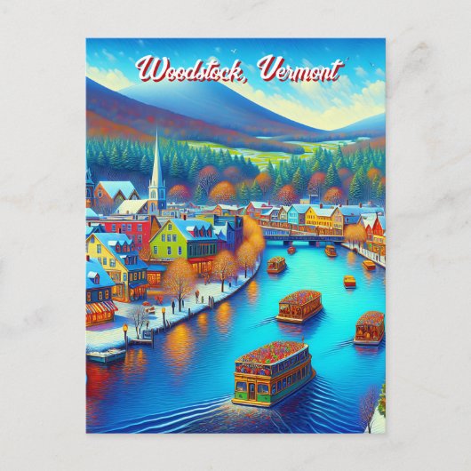 Woodstock, Vermont tijdens de kerstdagen Briefkaart (Voorkant)