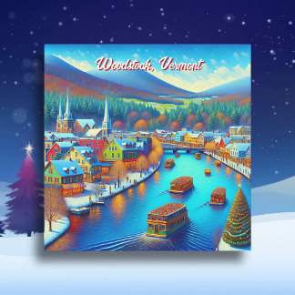Woodstock, Vermont tijdens de kerstdagen Kaart