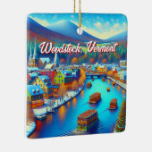 Woodstock, Vermont tijdens de kerstdagen Keramisch Ornament (Rechts)