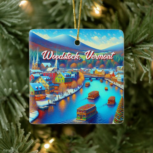 Woodstock, Vermont tijdens de kerstdagen Keramisch Ornament (Boom)