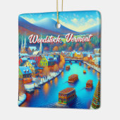 Woodstock, Vermont tijdens de kerstdagen Keramisch Ornament (Links)
