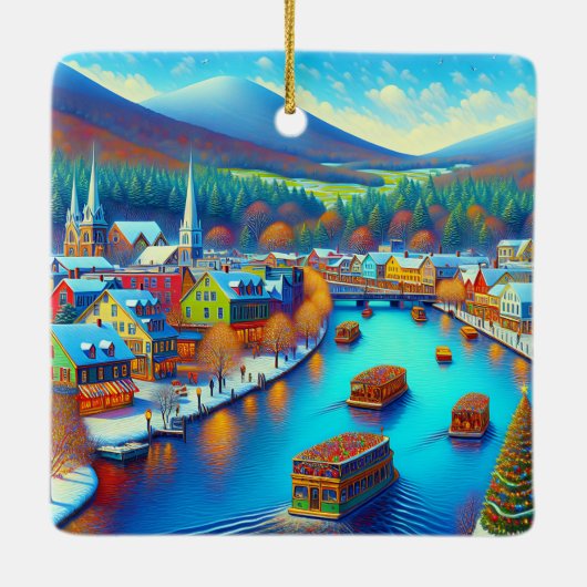 Woodstock, Vermont tijdens de kerstdagen Keramisch Ornament (Achterkant)