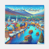 Woodstock, Vermont tijdens de kerstdagen Magneet (Voorkant)