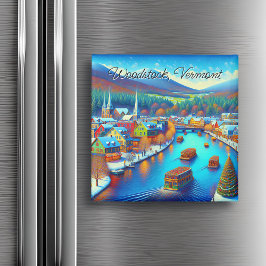 Woodstock, Vermont tijdens de kerstdagen Magneet